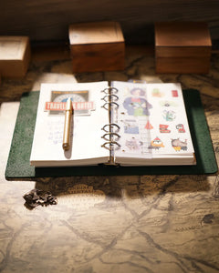 Forest Green Legacy Loop journal with movable sheets and photography props