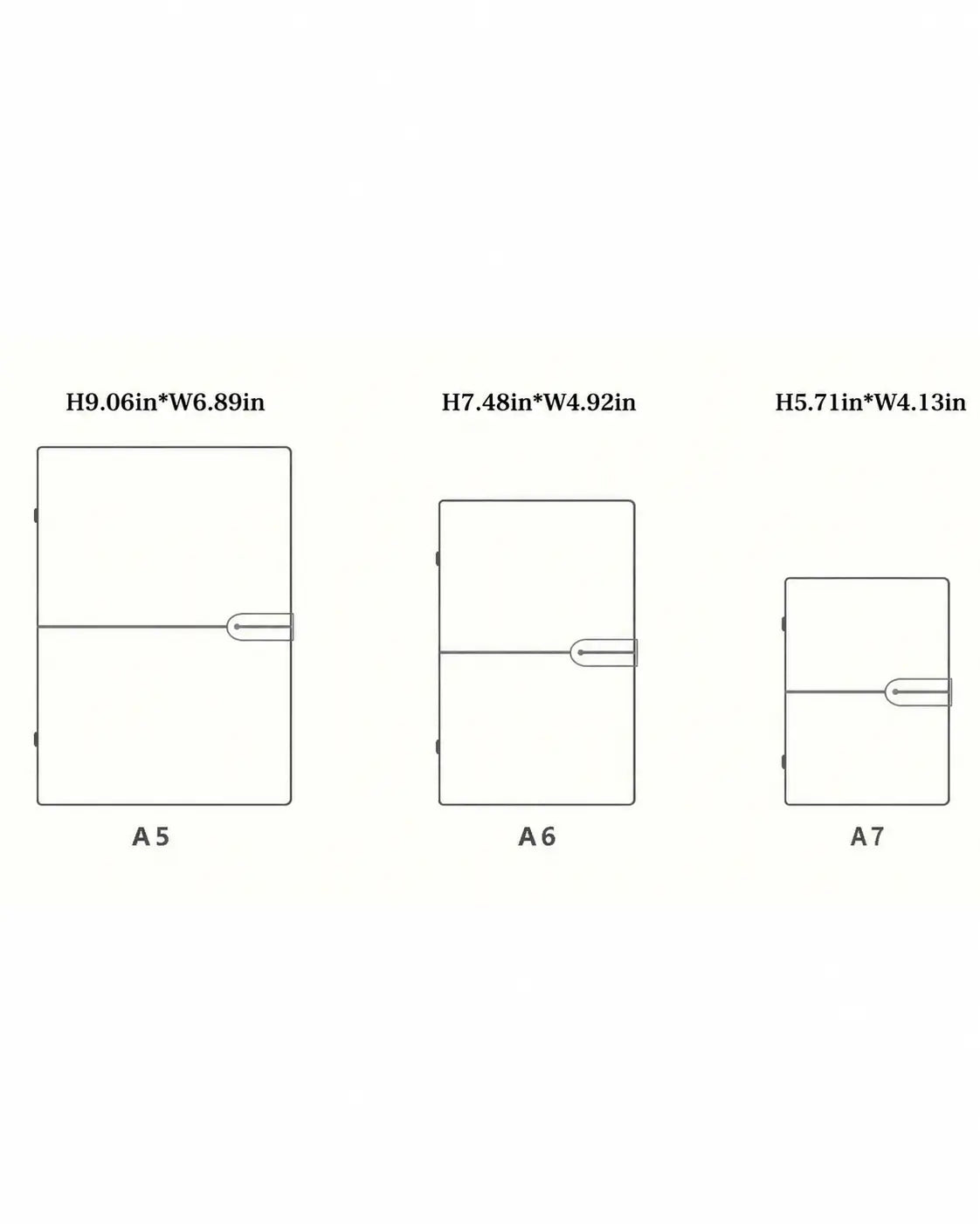 Legacy Loop size chart showing the A6 cover at 7.48 by 4.92 inches