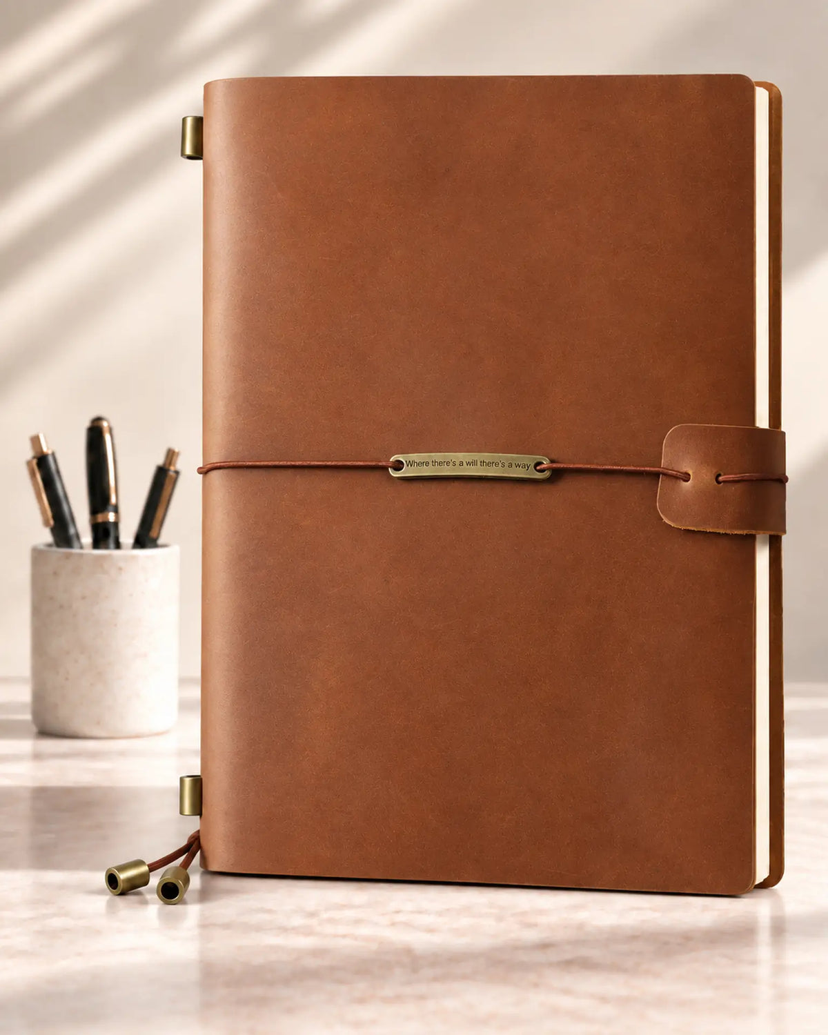 Legacy Plaque A5 leather traveler’s notebook in Cognac