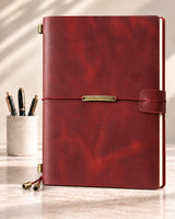 Legacy Plaque A5 leather traveler’s notebook in Crimson