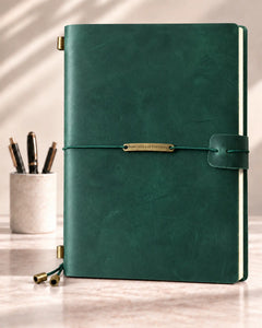 Legacy Plaque A5 leather traveler’s notebook in Forest Green