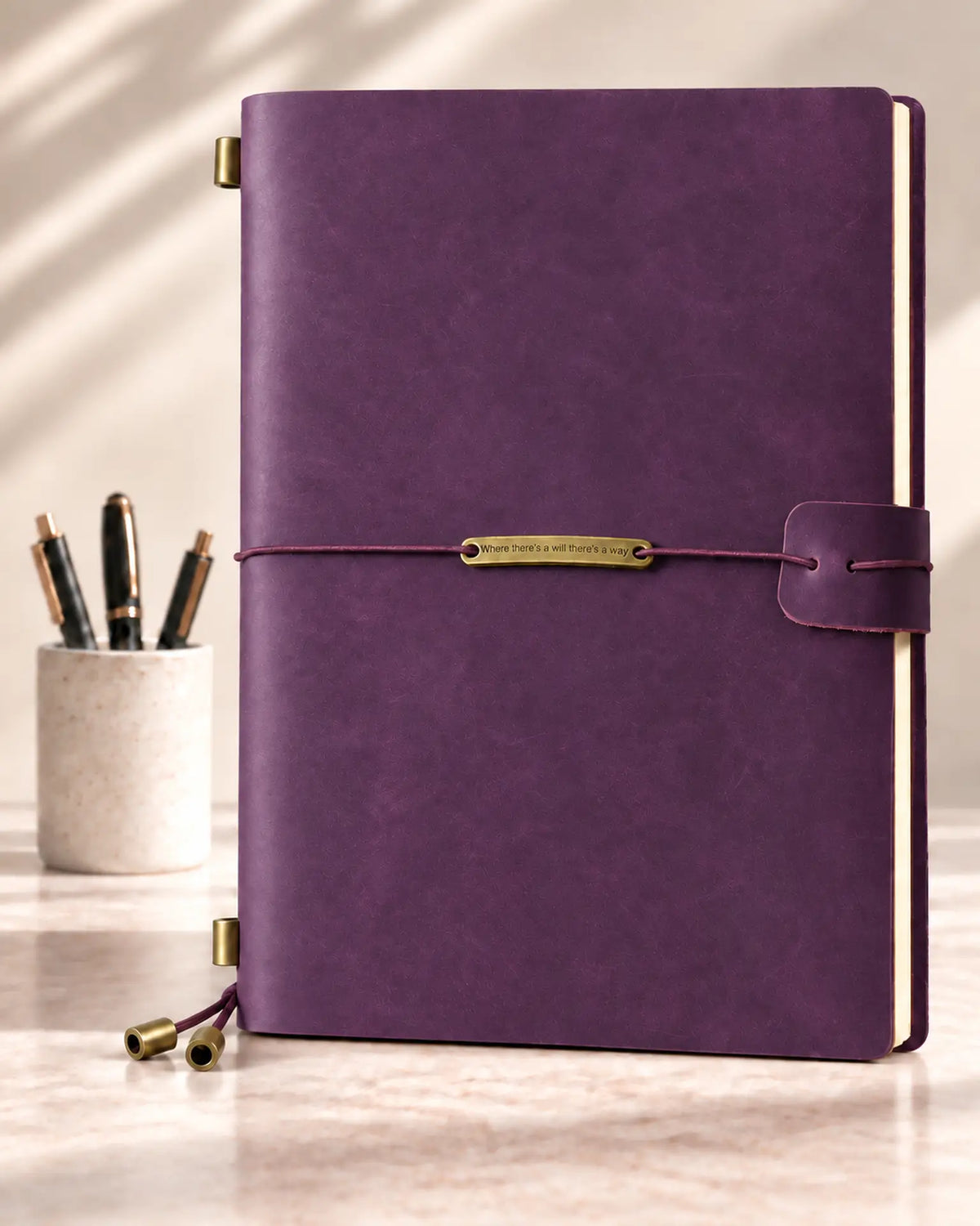 Legacy Plaque A5 leather traveler’s notebook in Purple