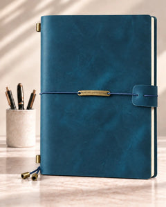 Legacy Plaque A5 leather traveler’s notebook in Teal Blue
