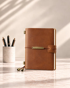 Cognac Legacy Plaque Passport-Size leather traveler’s notebook