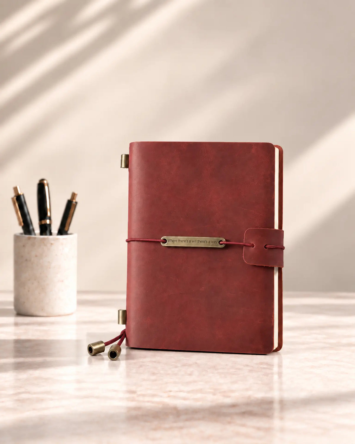 Crimson Legacy Plaque Passport-Size leather traveler’s notebook