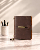 Espresso Legacy Plaque Passport-Size leather traveler’s notebook