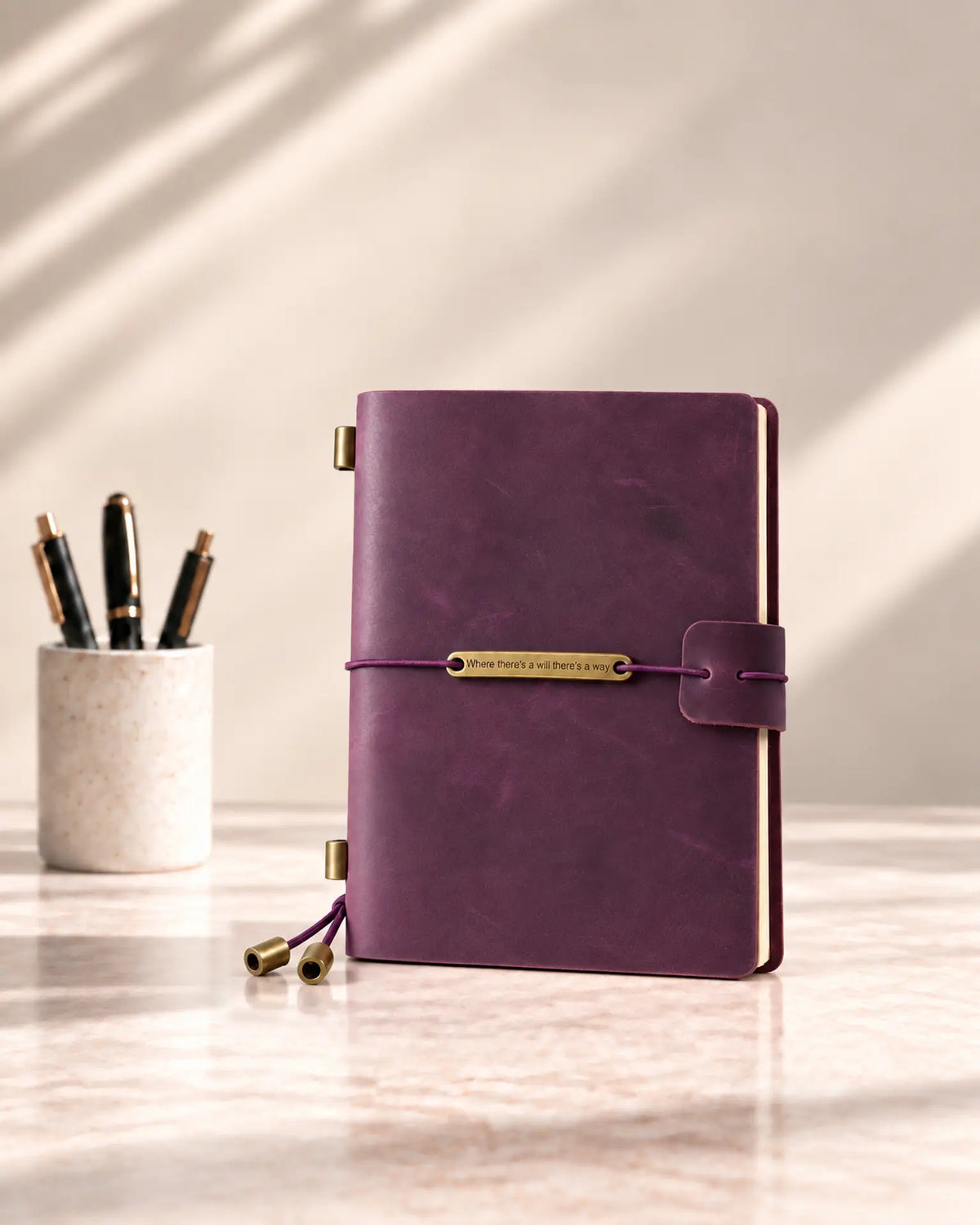 Purple Legacy Plaque Passport-Size leather traveler’s notebook