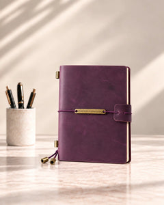 Purple Legacy Plaque Passport-Size leather traveler’s notebook