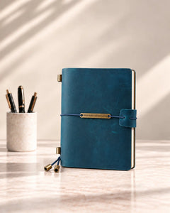 Teal Blue Legacy Plaque Passport-Size leather traveler’s notebook