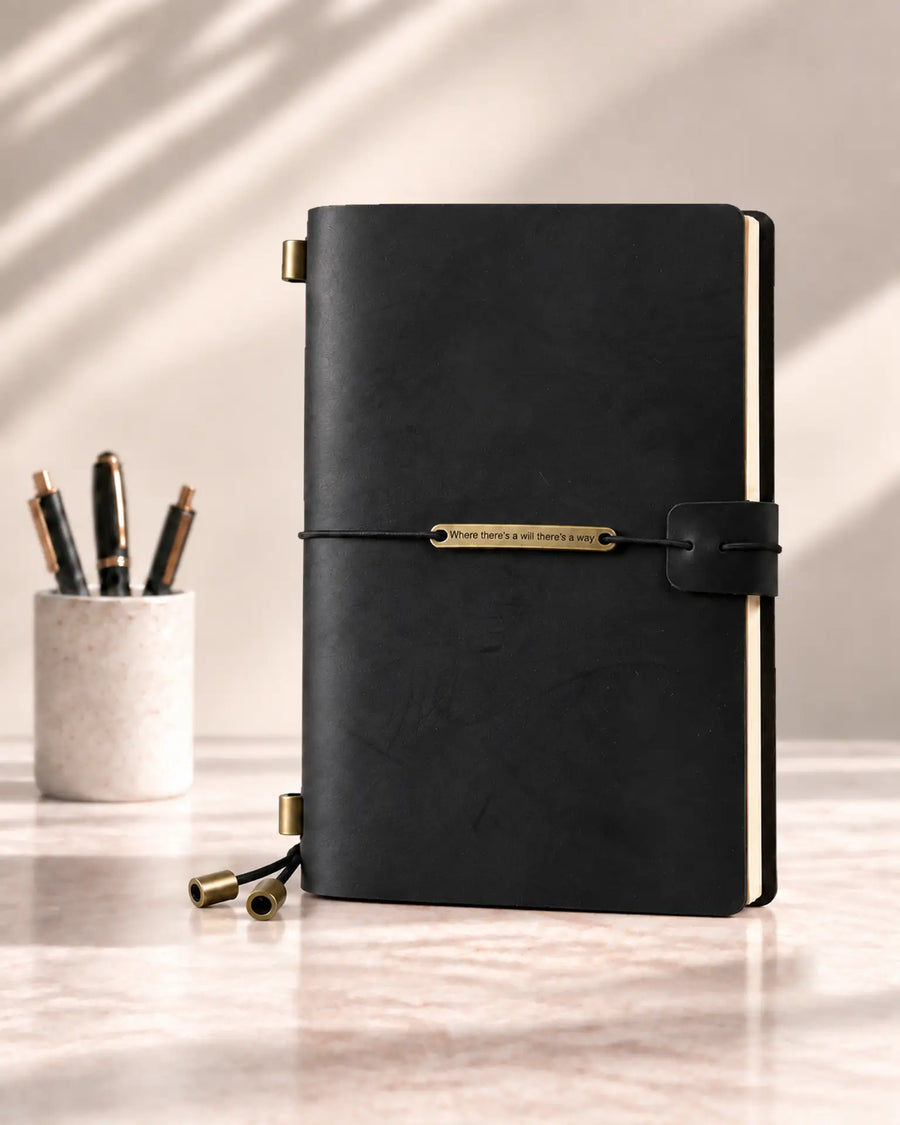 Black Legacy Plaque Personal-Size leather traveler’s notebook