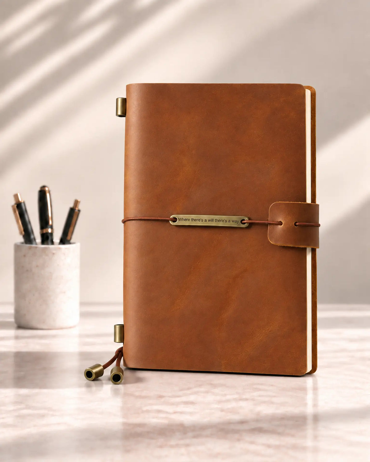 Cognac Legacy Plaque Personal-Size leather traveler’s notebook