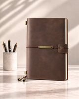 Espresso Legacy Plaque Personal-Size leather traveler’s notebook
