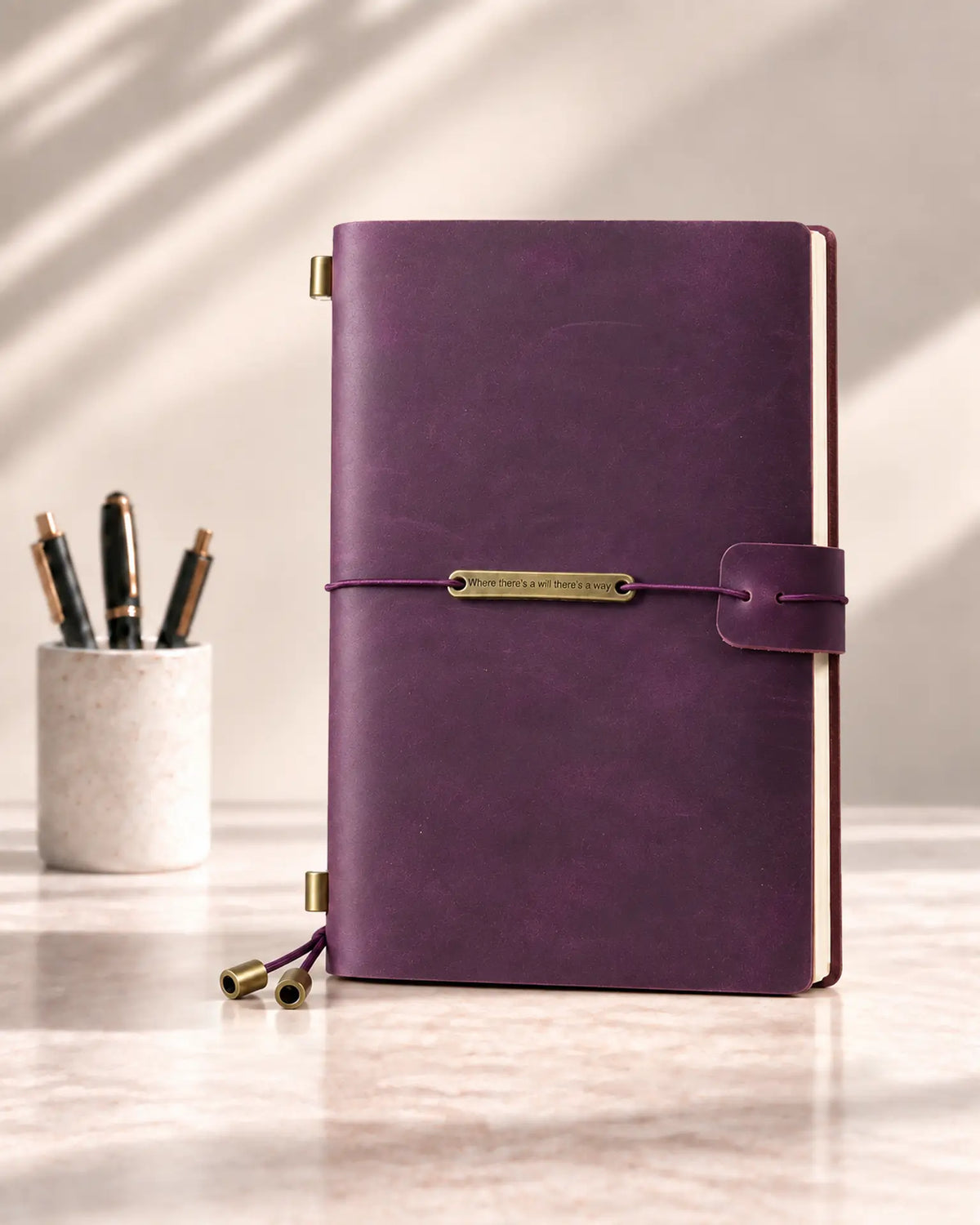 Purple Legacy Plaque Personal-Size leather traveler’s notebook