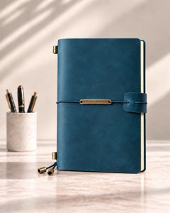 Teal Blue Legacy Plaque Personal-Size leather traveler’s notebook
