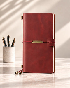 Crimson Legacy Plaque Regular-Size leather traveler’s notebook