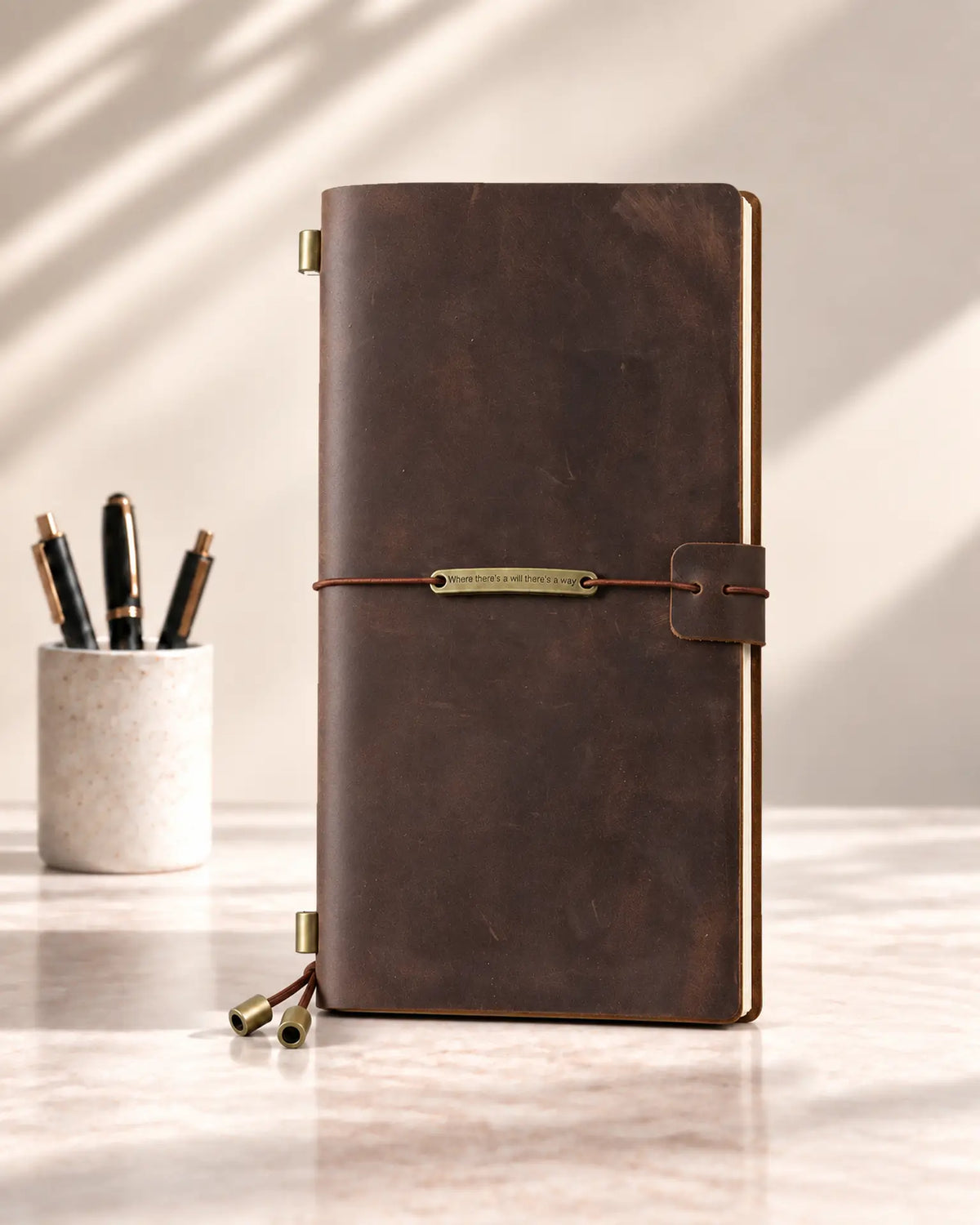 Espresso Legacy Plaque Regular-Size leather traveler’s notebook