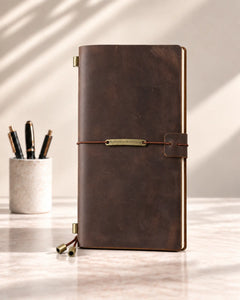 Espresso Legacy Plaque Regular-Size leather traveler’s notebook