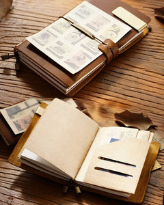 Inside view with three notebooks and card holder