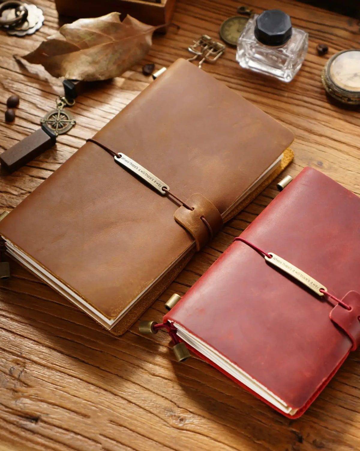 Regular-Size leather traveler’s notebook lifestyle view
