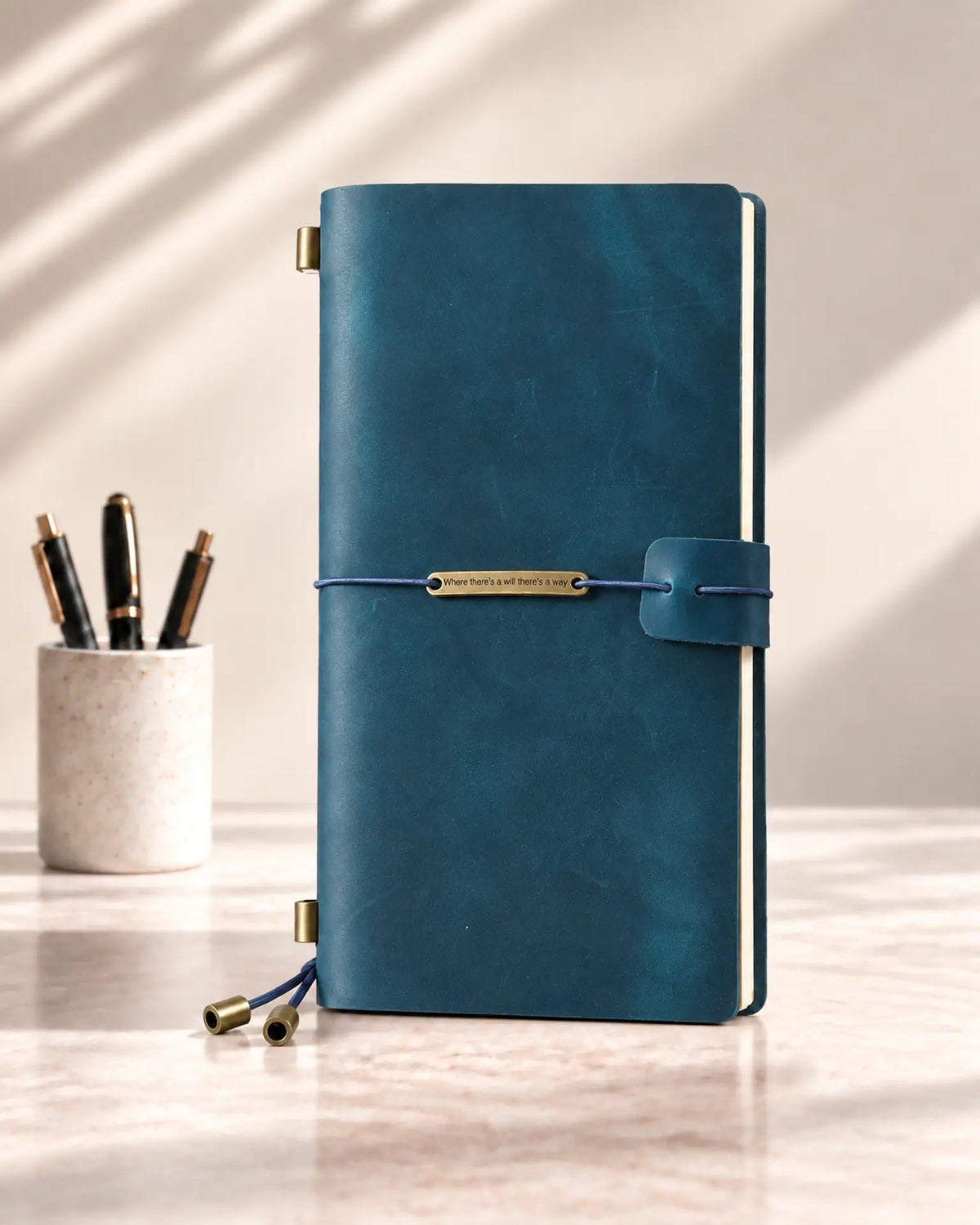 Teal Blue Legacy Plaque Regular-Size leather traveler’s notebook