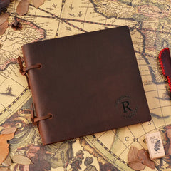 Brown refillable leather journal square format