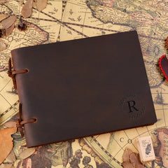 Brown refillable leather journal square format