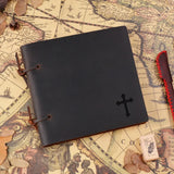 Square leather loose-leaf journal with strap closure - BygoneMark