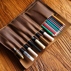 Leather pen case pockets for accessories