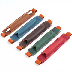 Leather pen holders for journals in five colors