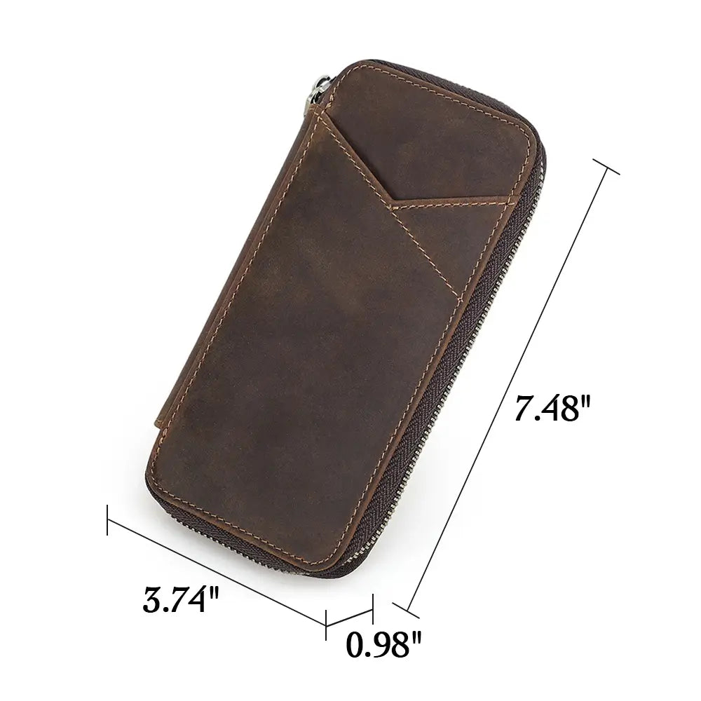 Vintage Crazy Horse Leather 4-Pen Case