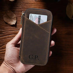 Custom engraved initials on leather pen case