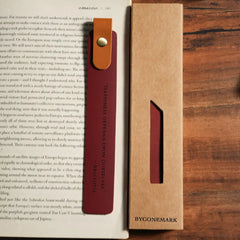 Red personalized leather bookmark with custom engraving