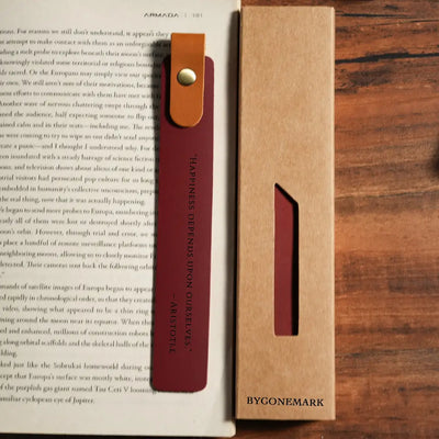 Personalized Leather Bookmark - Red