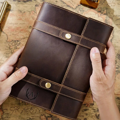Personalized Handcrafted Vintage Leather Journal with Strap Closure