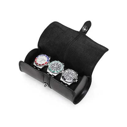 Personalized Leather Watch Roll – 3 Slot Watch Case
