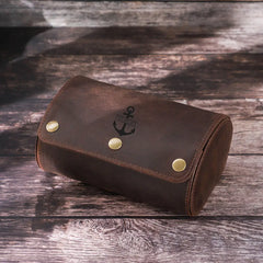 2 watch roll case with snap button closure