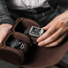 Custom engraved initials on 2 watch roll case