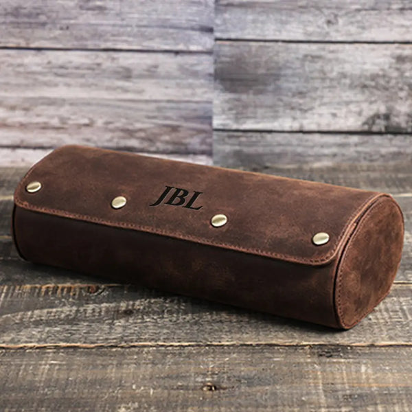 Personalized 3 Watch Roll Case | Leather Travel Case for Collectors